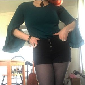 Teal Moa Moa flower child wizard cuff top.